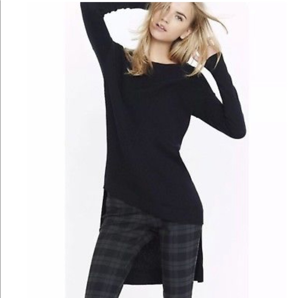 Express asymmetrical hi-lo ribbed sweater